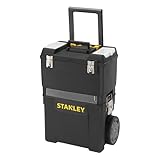 Stanley Rollende Werkstatt (47,3 x 30,2 x 62,7 cm, zwei separat verwendbare Werkzeugboxen, robuster Kunststoff, zwei Einheiten, Metallschließen, Organizer) 1-93-968