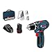 Bosch Professional 12V System Akku Bohrschrauber GSR 12V-15 (inkl. 2x GBA 2.0Ah, Ladegerät, 39tlg.-Zubehör-Set, Werkzeugtasche) - Amazon Exclusive