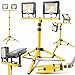 MASKO® LED Baustrahler 8000 Lumen Doppel 2x50W mit Stativ & Fernbedienung Arbeitsleuchte 72LEDs Arbeitsscheinwerfer 180° Drehbar Bauscheinwerfer 5m Kabel Baustellenlampe höhenverstellbar 102-202cm