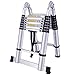 MCTECH® Aluminium Teleskopleiter 5m klappbar Multifunktionsleiter Aluleiter Klappleiter 150 kg Belastbarkeit (5m klappbar)